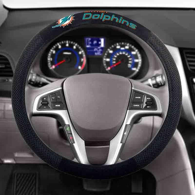 NFL MIAMI DOLPHINS POLY-SUEDE STEERING WHEEL COVER-Fremont Die-Big Fan Arena